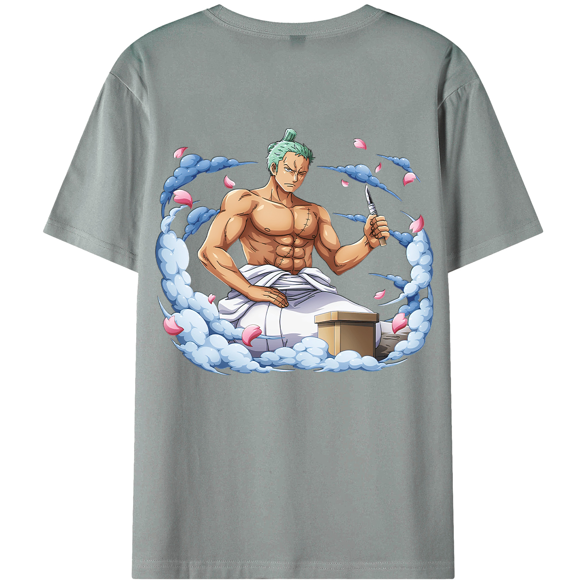ワンピース ロロノア・ゾロ ONE PIECE Roronoa Zoro 綿100％ メンズ半袖Tシャツ（バックプリント） 通気性